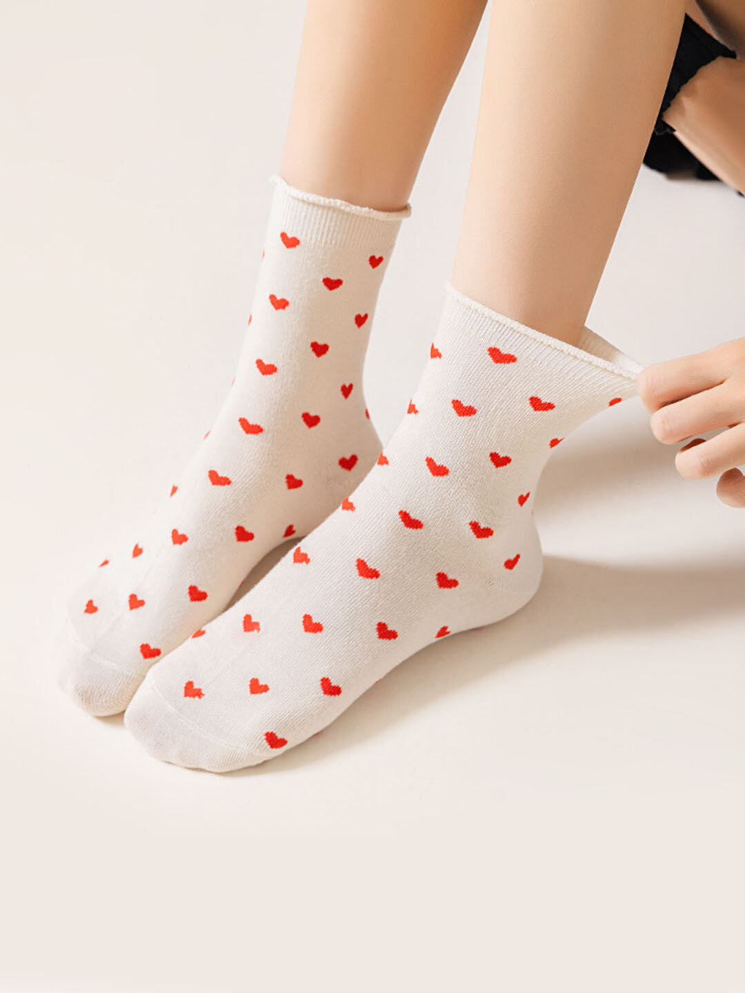 Носки , комплект, 3 пары, 3 уп., размер 36-39, белые сердечки — фото 1