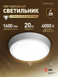 Светильник светодиодный ЖКХ ЭРА SPB-301-2-4K-20 с акустическим датчиком IP40 LED 20Вт 4000К