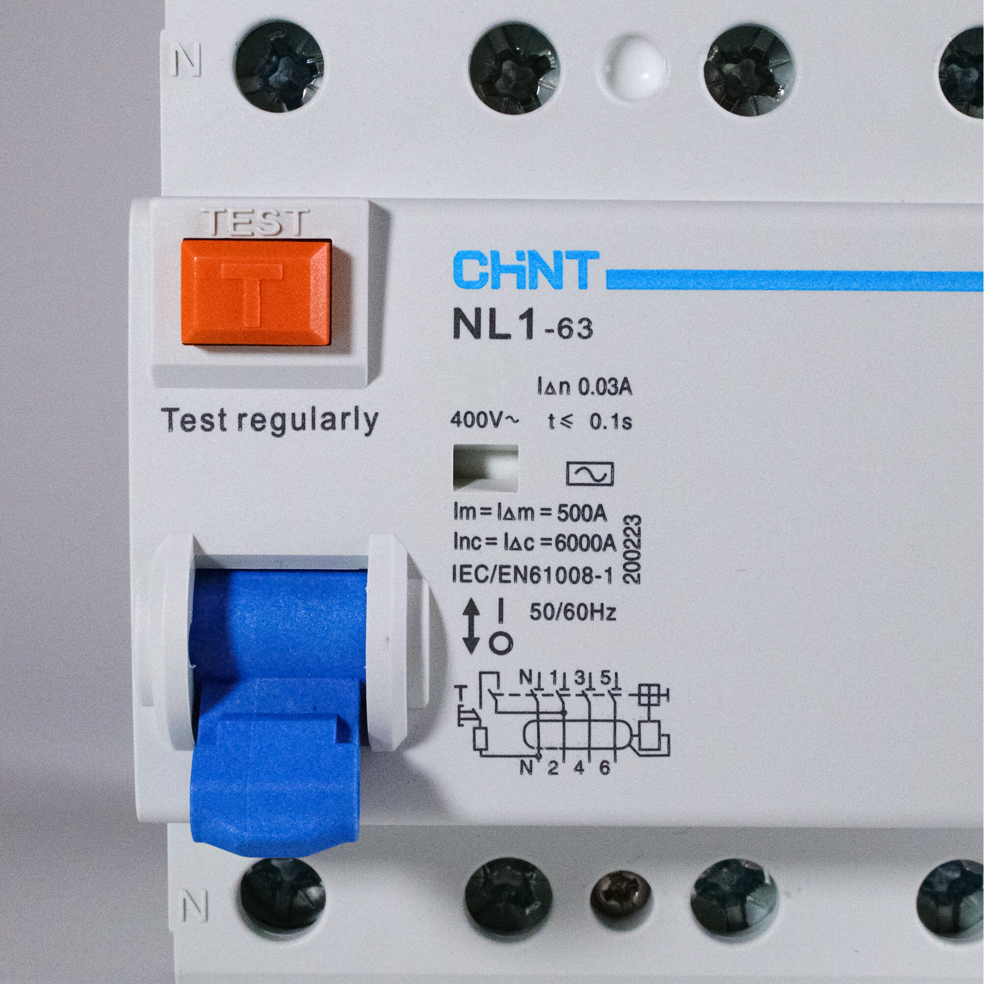 Выключатель дифференциального тока (УЗО) 4п 25А 30мА тип AC 6кА NL1-63 (R) | код 200223 | CHINT ( 1шт. ) - фотография № 4