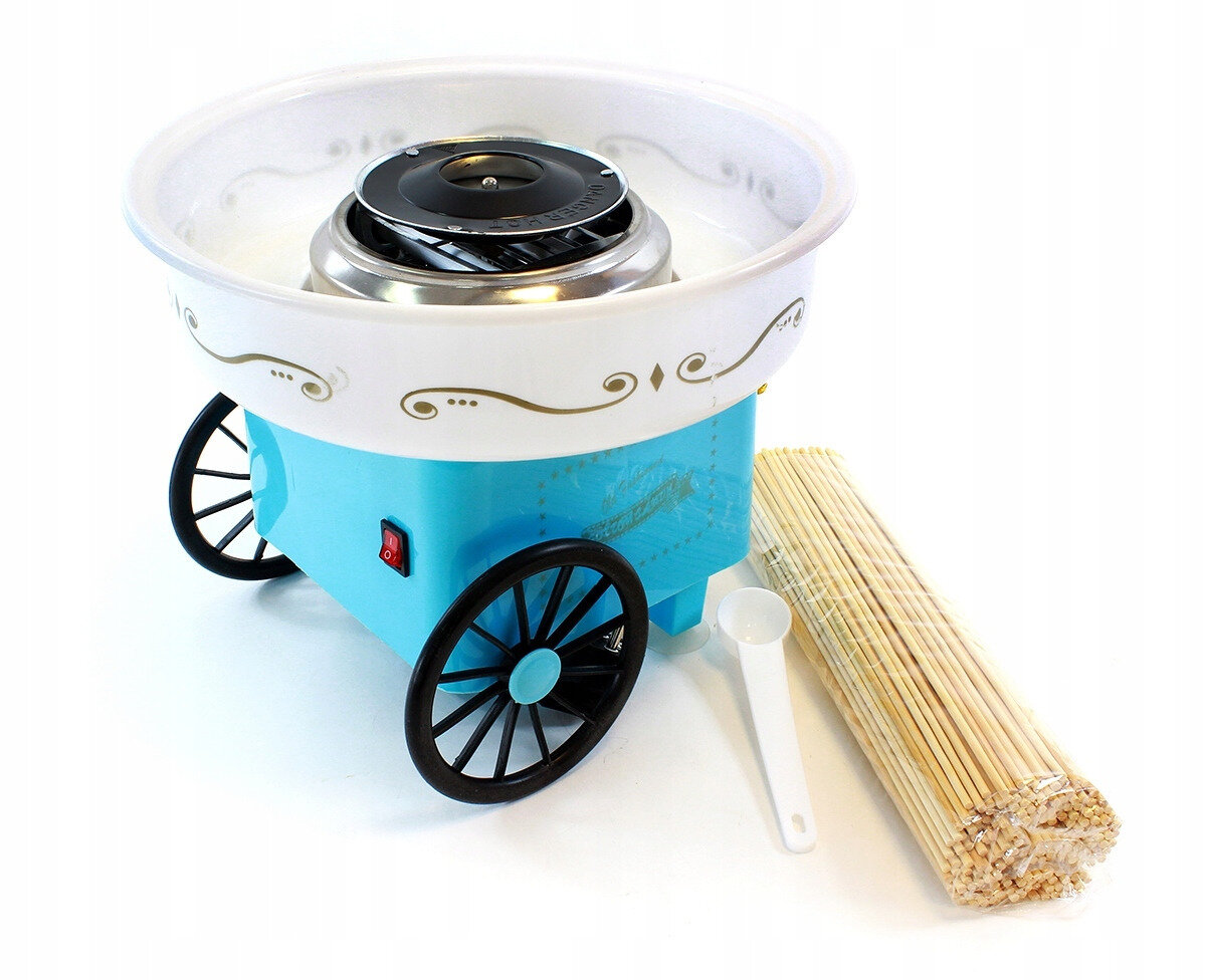 Аппарат для приготовления сладкой сахарной ваты голубой машина для детей для праздников для дома для дачи - фотография № 2