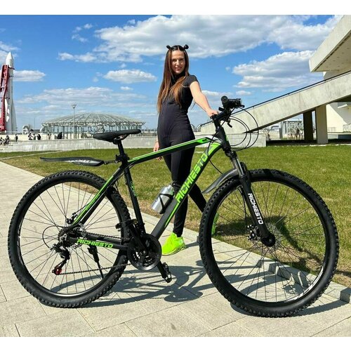 Велосипед Richiesto 29 Алюминиевая рама 195 Горный Взрослый Подростковый Спортивный черно-зеленый 2057800₽