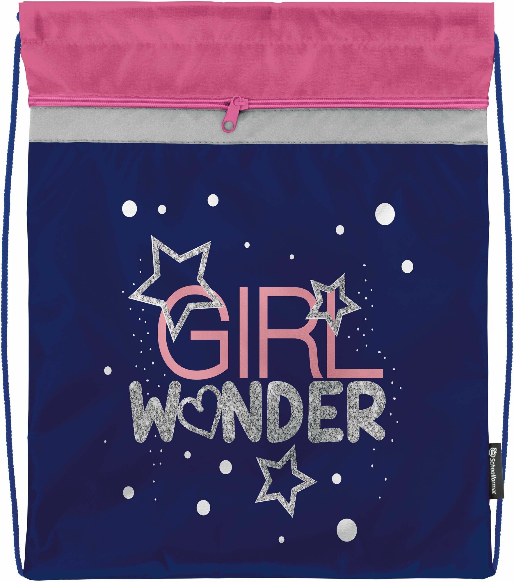 Мешок для обуви с карманом на молнии GIRL WONDER 340х420мм Schoolformat