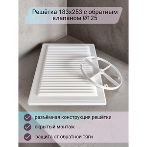 Решетка 183х253 с обратным клапаном D125