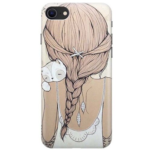 фото Чехол - накладка artcolor для apple iphone 7 / 8 / se (2020) с принтом "девочка в обнимку с котом" re:pa
