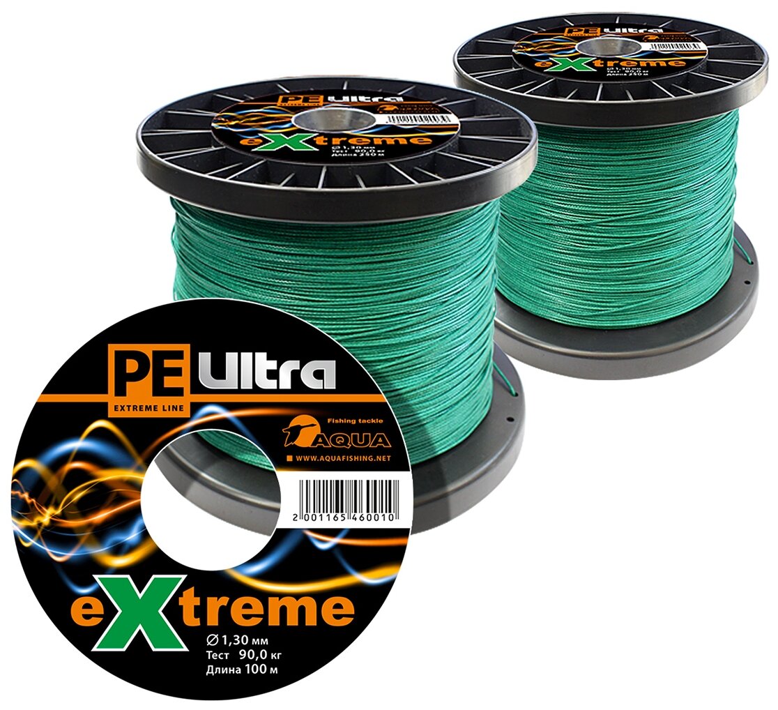 Плетеный шнур PE ULTRA EXTREME 200mm набор 2шт. по 500m (цвет черный)
