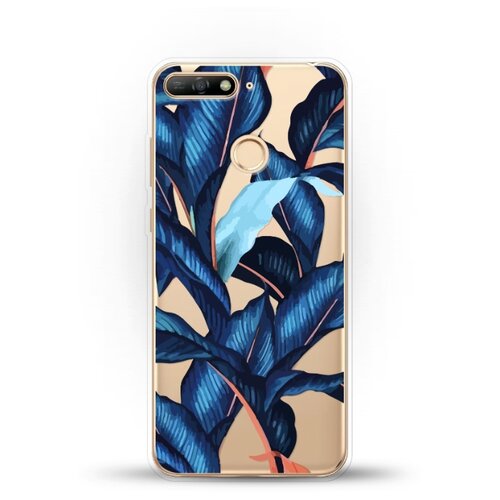 фото Силиконовый чехол синие листья на huawei y6 prime (2018) andy & paul