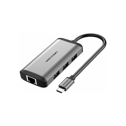 Мультифункциональный хаб Vention USB Type C 6 в 1 (CNCHB) хаб usb с сетевой картой 3 x usb 3 0 type a 1 xrj45 1гб сек orient jk 340