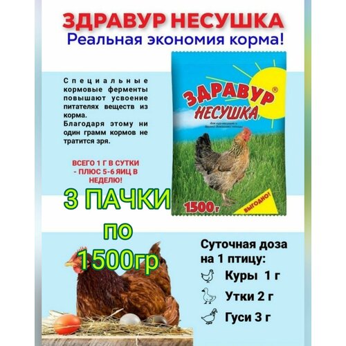 Кормовая добавка Здравур Несушка для кур и другой домашней птицы 1500 гр. 3шт по 1500гр