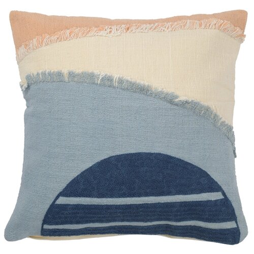 фото Чехол на подушку с геометрическим принтом и бахромой из коллекции ethnic, 45х45 см tkano