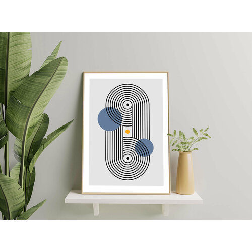 Интерьерный постер A3 «Retro Lines» №6. Плакат без рамы (абстракция). Размер: 29 x 42 см