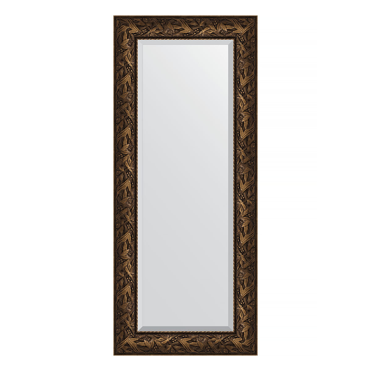 Зеркало настенное с фацетом EVOFORM в багетной раме Византия бронза, 59х139 см, для гостиной, прихожей, кабинета, спальни и ванной комнаты, BY 3521
