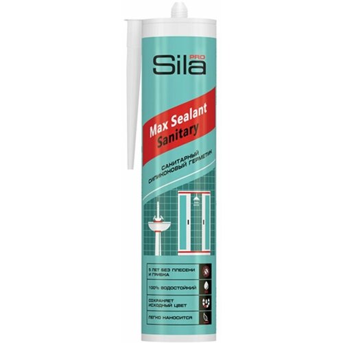 silapro highclean maxsealant neutral silicone силиконовый нейтральный бесцветный герметик 290 мл Герметик силиконовый, санитарный, SilaPro, Max Sealant, SSSCL0290, 280 мл, бесцвет