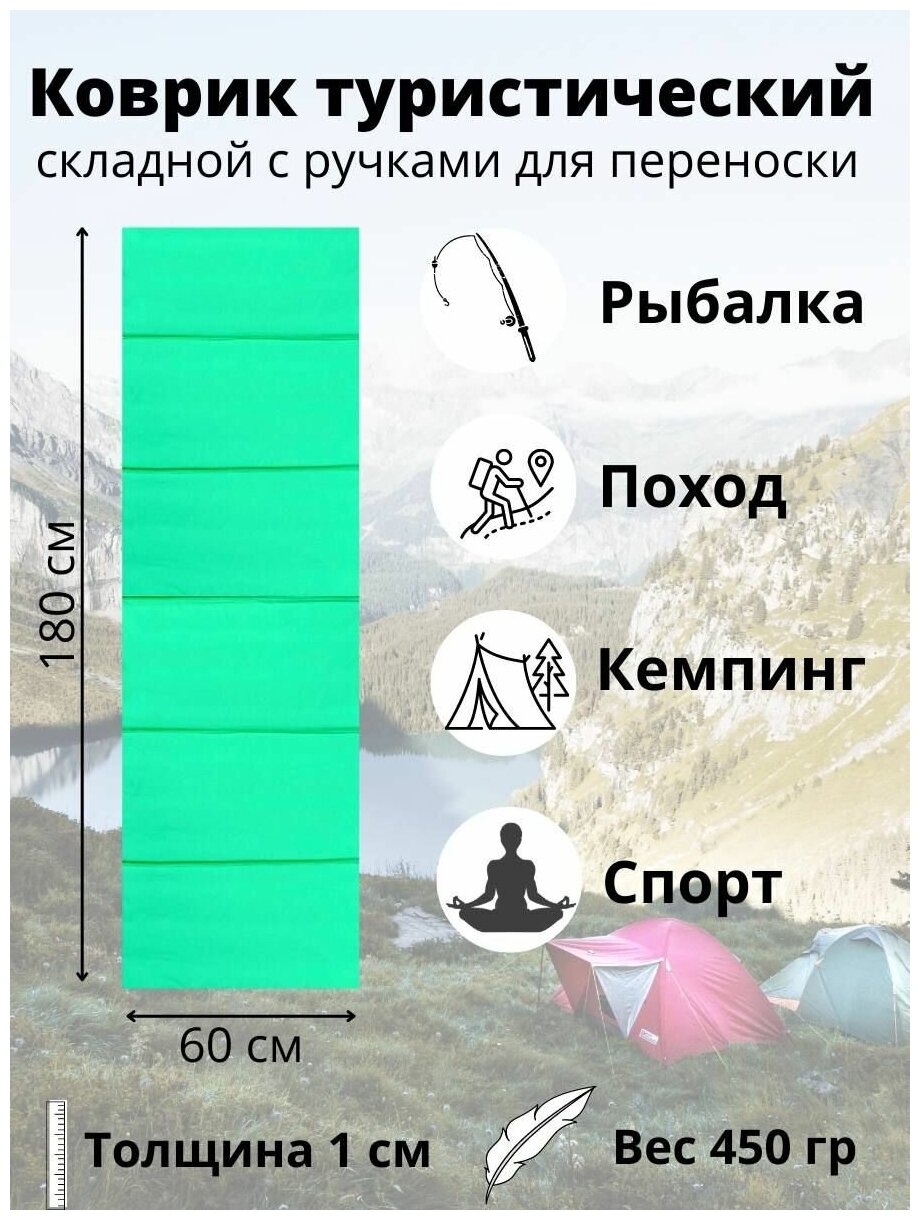 Коврик пляжный складной толстый 60*180 для галечного и песчаного пляжа