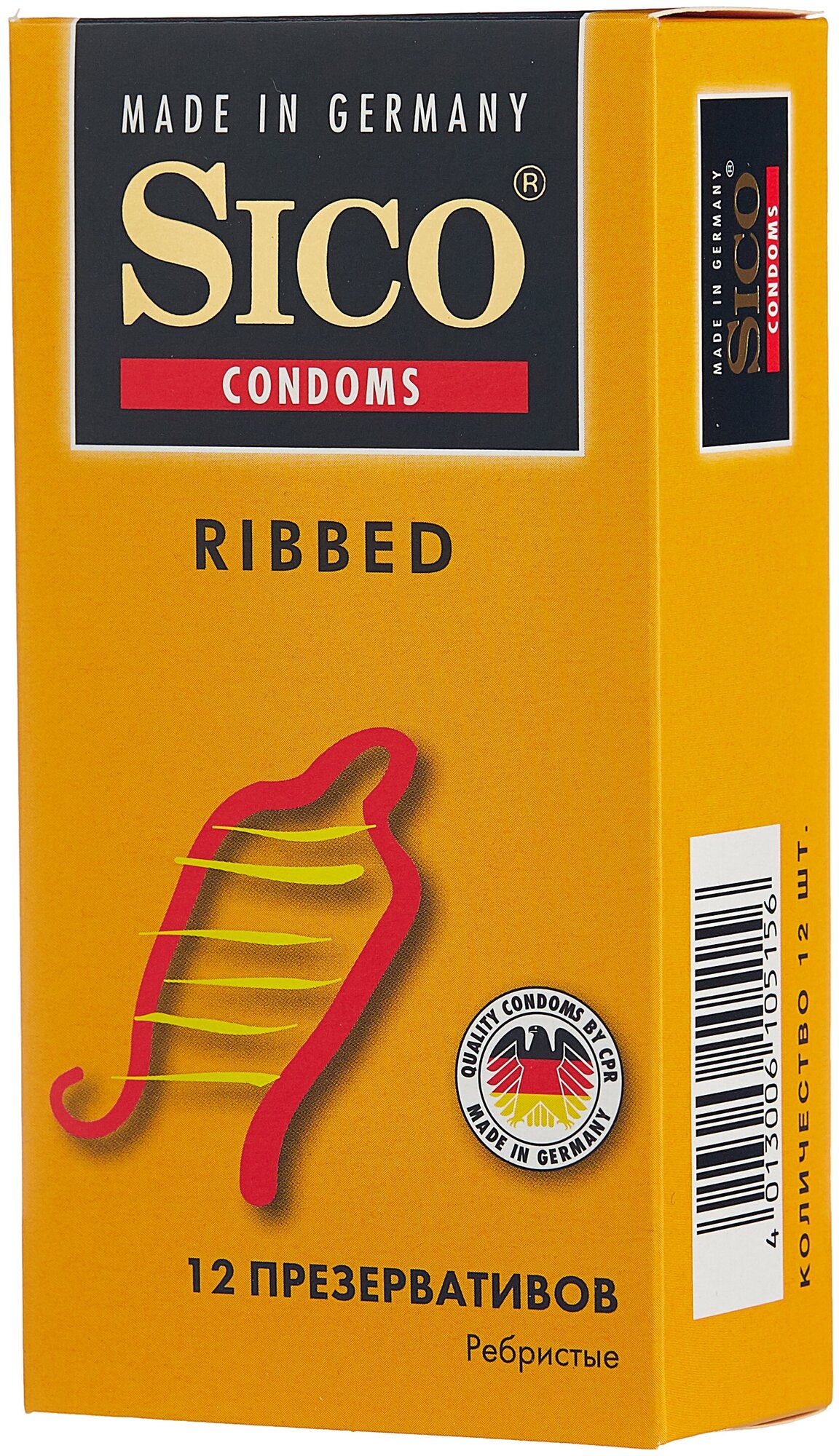 SICO Презервативы Ribbed, ребристые, 12 шт