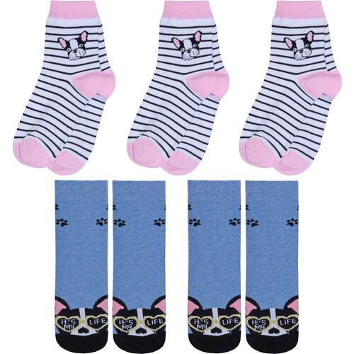 Носки RuSocks 5 пар, размер 12-14, белый, розовый