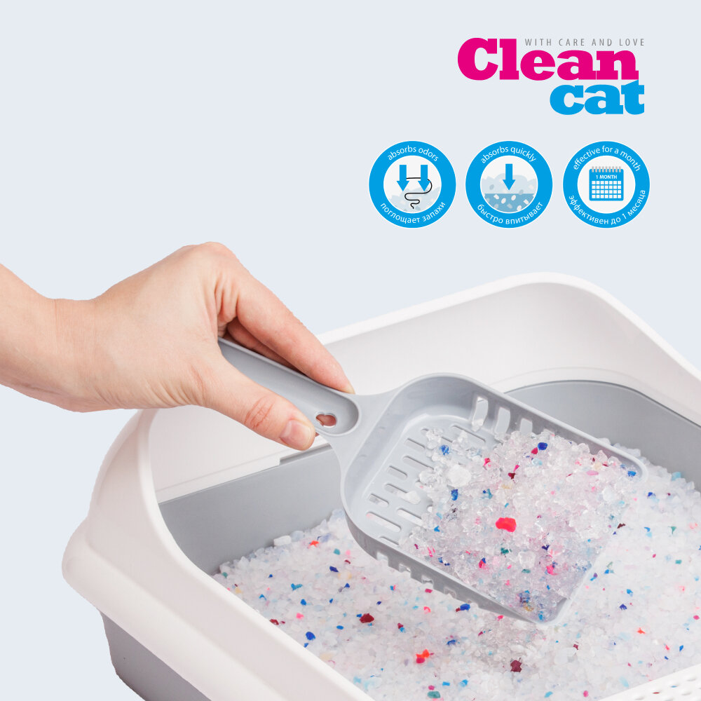 Clean Cat Crystall Color наполнитель для кошачьего туалета, силикагелевый, впитывающий, цветной микс, 5 л - фото №8