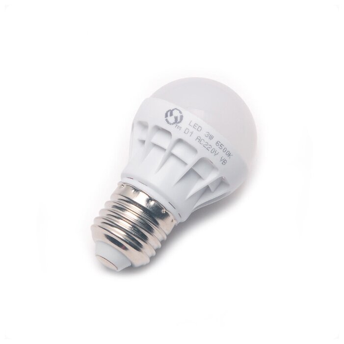 Лампа (LED), цоколь E27, 3Вт, эконом,цвет свечения дневной белый, комплект 5 штук