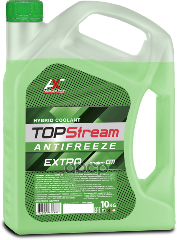 Антифриз Topstream Extra Green (Зелёный) G11 10 Л TOPStream арт. atseg00010