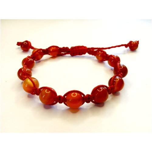 Браслет, сердолик, размер 14 см, красный