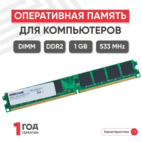 Модуль памяти Ankowall DIMM DDR2, 1ГБ, 533МГц, PC2-4200
