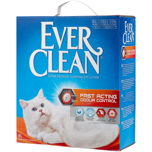 Комкующийся наполнитель Ever Clean Fast Acting, 6л, 1 шт. комкующийся наполнитель ever clean less trail less track 6л 4 шт