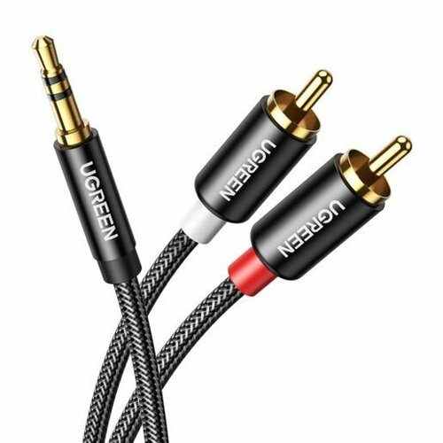 Кабель UGREEN AV116 (10584) 3.5mm Male to 2RCA Male Cable. Длина: 2 м. Цвет: черный.