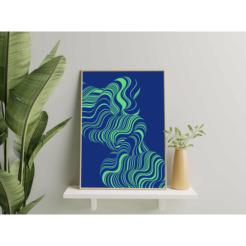 Постер A3 «Green Wave». Интерьерный плакат на стену. Без рамы. Размер: 29 x 42 см