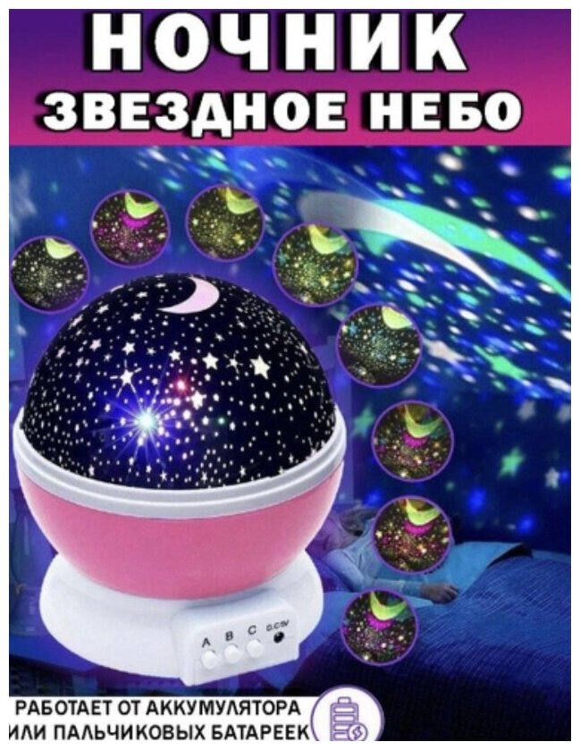 Ночник звездного неба детский Star Master Dream Rotating (Розовый) - фотография № 9