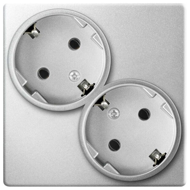 фото Simon 24 Алюминий Розетка двойная с заземлением Schuko 2х2Р+Е 16A 250В~