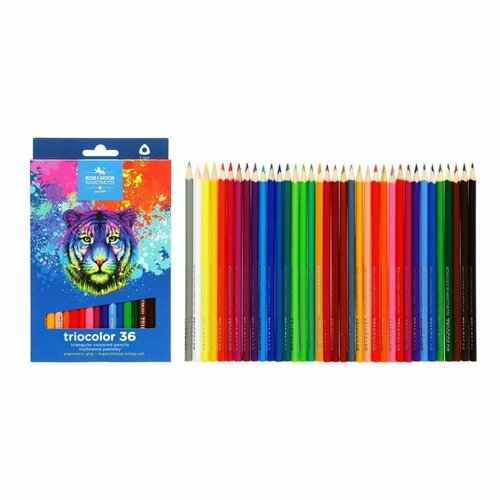 Карандаши 36цв K I N 3135 Triocolor tiger, трехгранные, карт уп