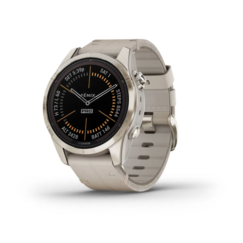 Garmin fenix 7S Pro Sapphire Solar Edition - Soft Gold with Leather strap 010-02776-30