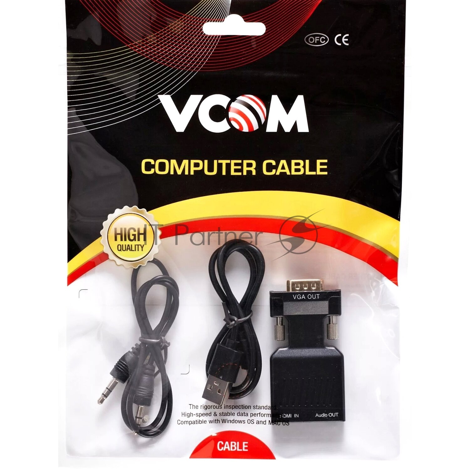 Переходник HDMI(F) --> VGA(M)+audio,1080*60Hz, VCOM <CA336A> Переходник VCOM HDMI F/VGA M+mini jack 3.5 mm M (CA336A) - фото №12