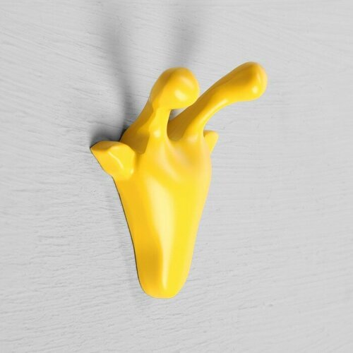 Крючок мебельный GIRAFFE, двухрожковый, 1 шт желтый