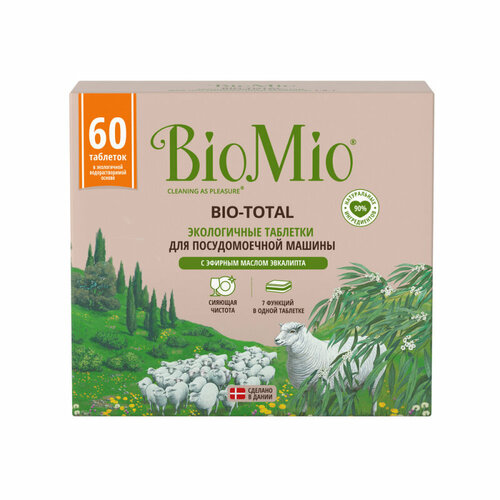 Таблетки для посудомоечных машин BIOMIO BIO-TOTAL 7в1 с маслом эвкалипта, 60 шт