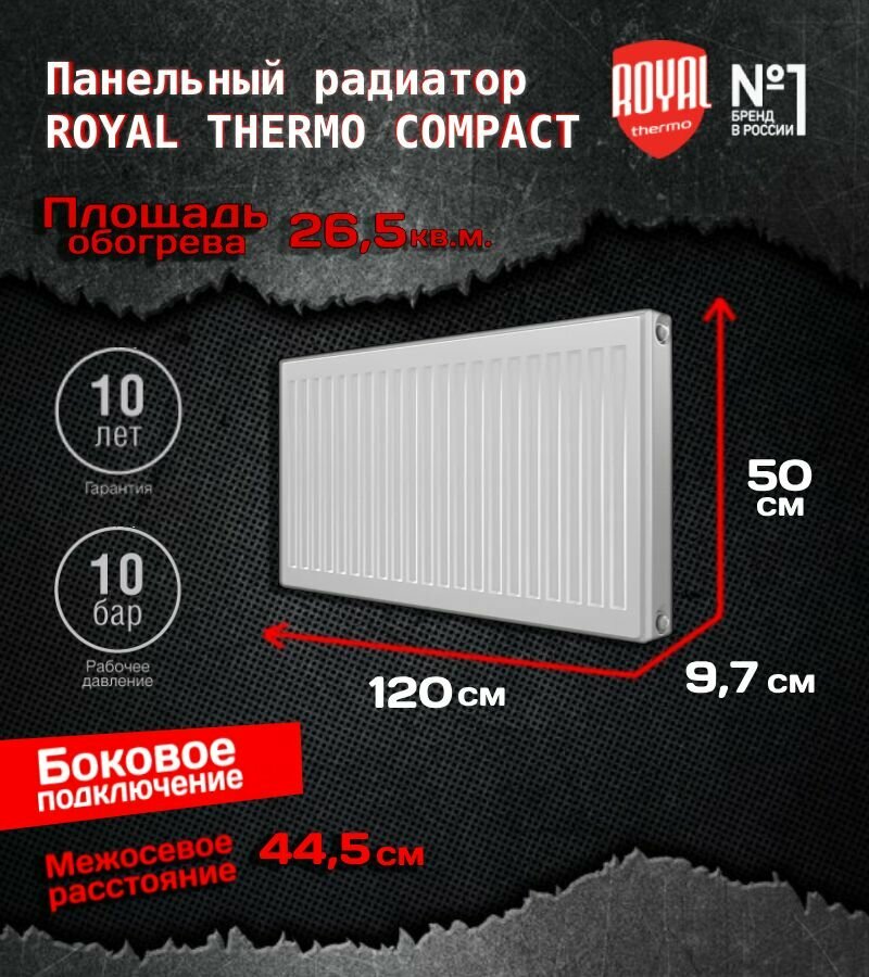 Радиатор отопления панельный Royal Thermo COMPACT C22-500-1200 RAL9016