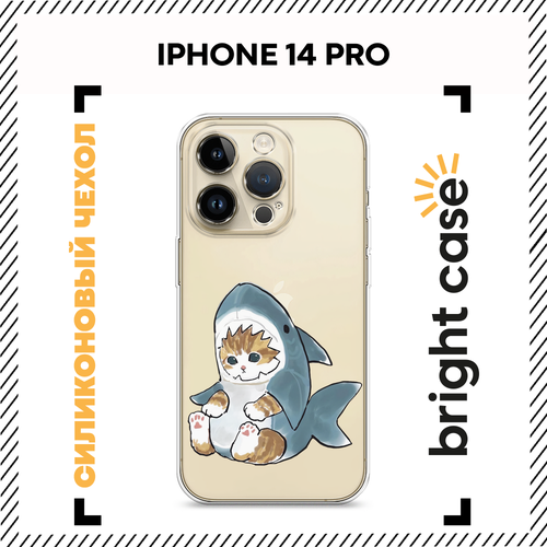 фото Чехол на apple iphone 14 pro / айфон 14 про с принтом кошачий плавник, прозрачный bright case