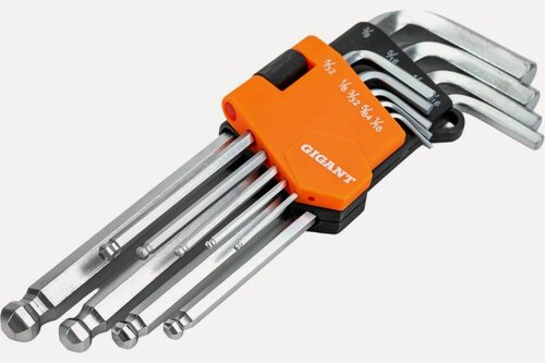 Изображение товара Набор шестигранных дюймовых ключей 9 шт Gigant, размеры1,5-10мм, grf-121