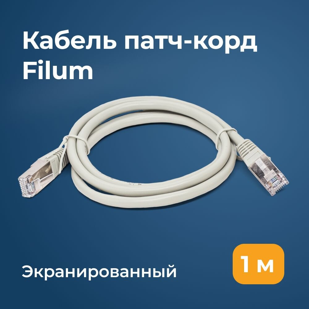 Кабель Ethernet патч-корд Filum кат. 5e 1м серый, F/UTP FL-F5-1M