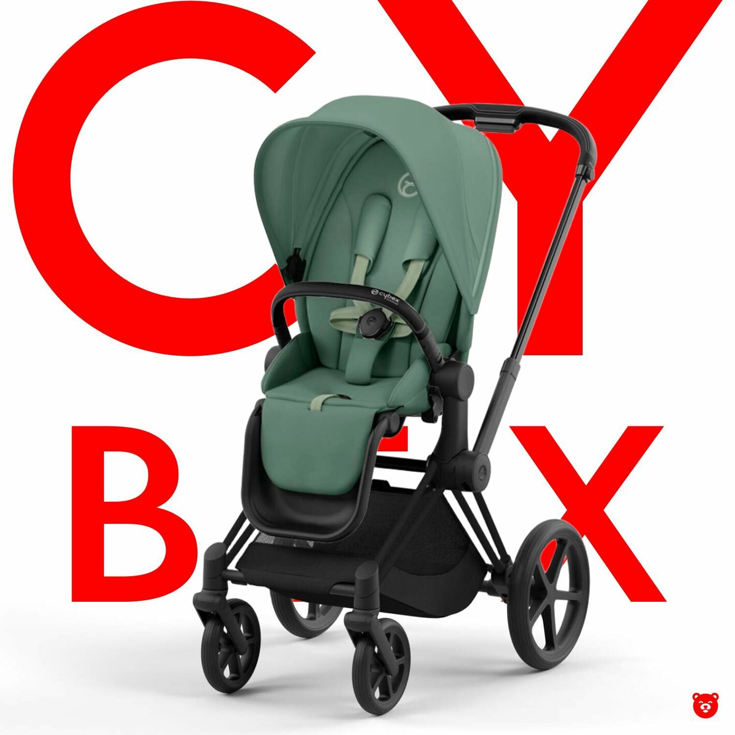 Cybex Priam Коляска прогулочная, шасси Matt Black/текстиль Leaf Green