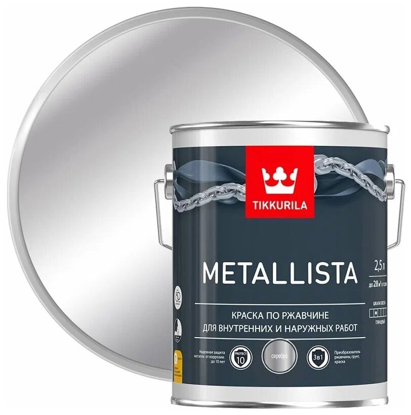 Краска по ржавчине METALLISTA серебристая гл 08л