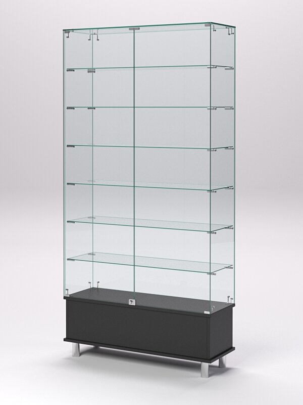 Витрина стеклянная "примавера подиум модерн" №35 (с дверками, задняя стенка - стекло), Черный