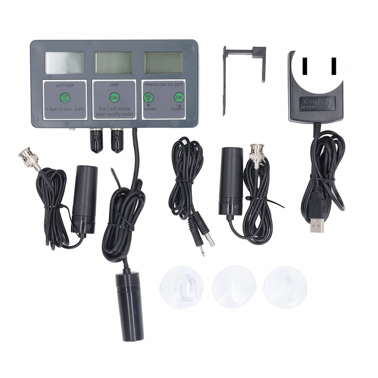 Измеритель качества воды 8 в 1, высокоточный TDS ORP PH EC CF, температура соли SG, WIFI, тестер качества воды, 6 В постоянного тока, вилка стандарта США, 100 110 В