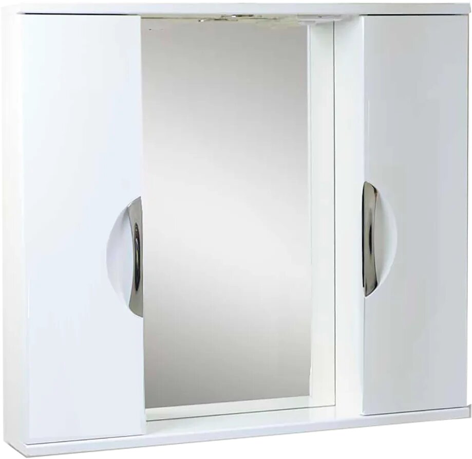 Зеркало Emmy Милли 80 со светодиодной подсветкой с полкой со шкафчиком 80 см с розеткой белое