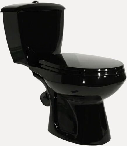 Изображение товара Унитаз-компакт напольный Оскольская керамика Элисса Антивсплеск 43374110202 антивсплеск, фарфоровый, черный, глянцевый, овальный, с нижним подводом, сиденье для унитаза в комплекте