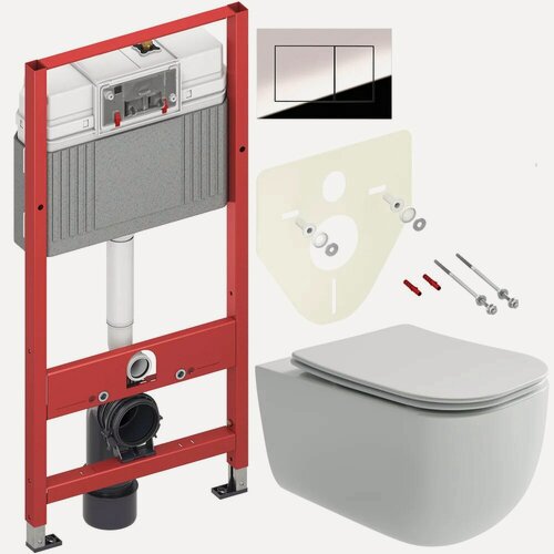 Изображение товара Комплект 2 в 1 Унитаз подвесной Ceramicanova Noel CN3013 / Инсталляция с кнопкой TECE Now 9400412 цвет хром