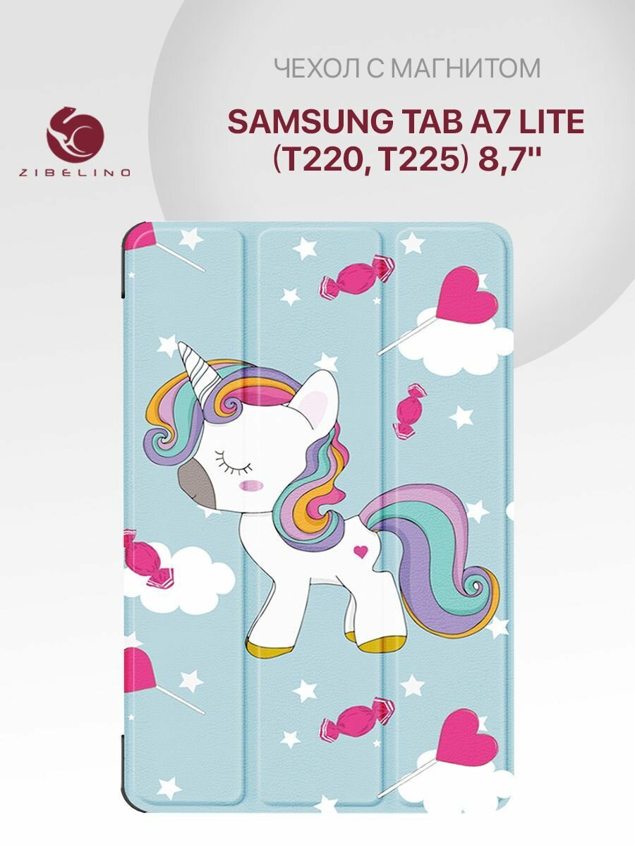 Чехол для Samsung Tab A7 Lite (8.7") (T220, T225) с магнитом, с рисунком единорожка