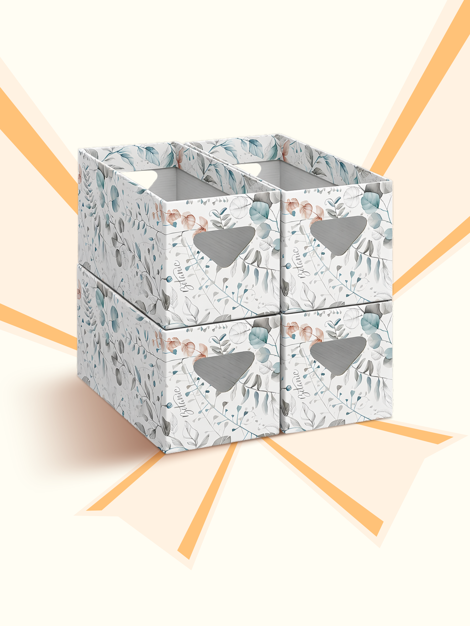 Коробка для хранения, картон, 14*28*14 см, набор 4 шт, BOTANIC