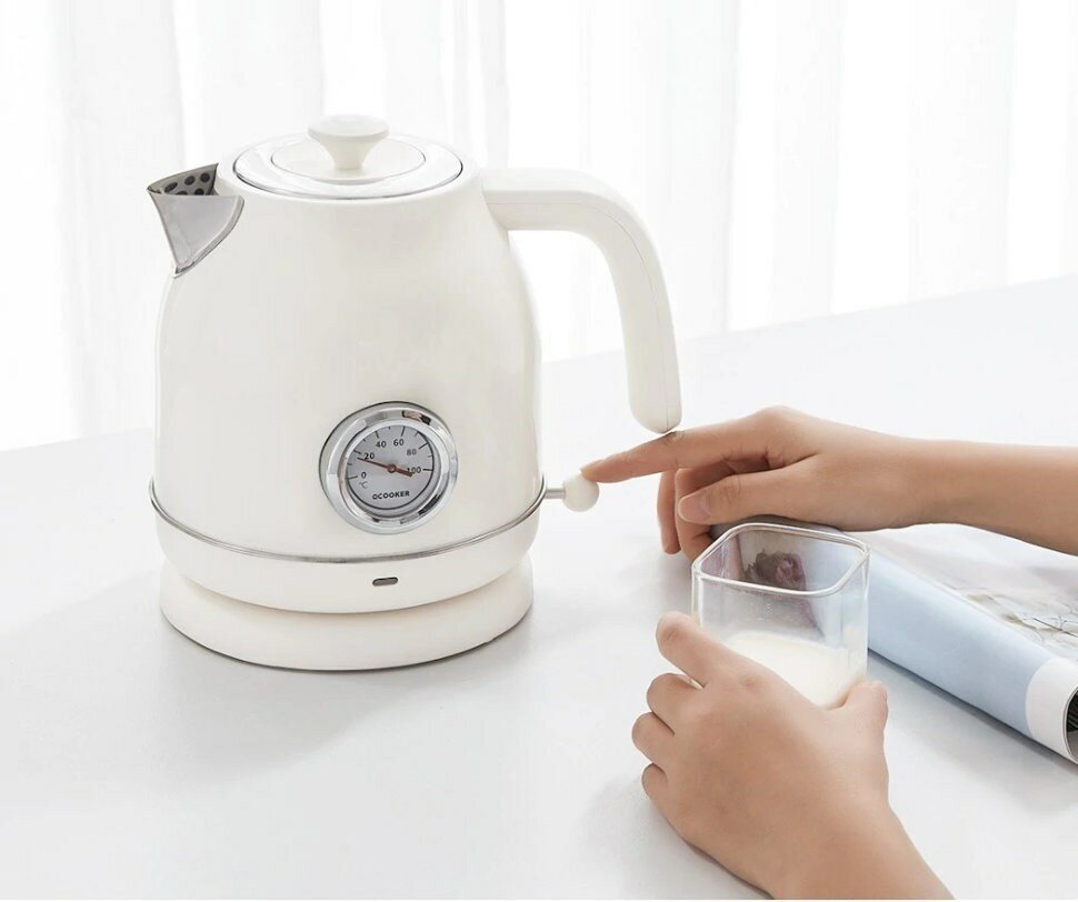 Qcooker Чайник с термометром Qcooker Retro Electric Kettle 1,7 L (QS-1701), белый Global — фото 1