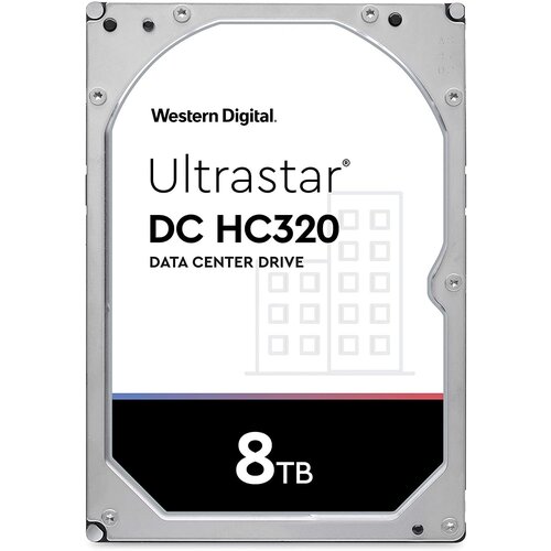 Жесткий диск WD SATA-III 8Tb 0B36404 HUS728T8TALE6L4 Ultrastar DC HC320 (7200rpm) 256Mb 3.5 жесткий диск 10 000gb wd 256mb 7200rpm wd101purp для систем видеонаблюдения