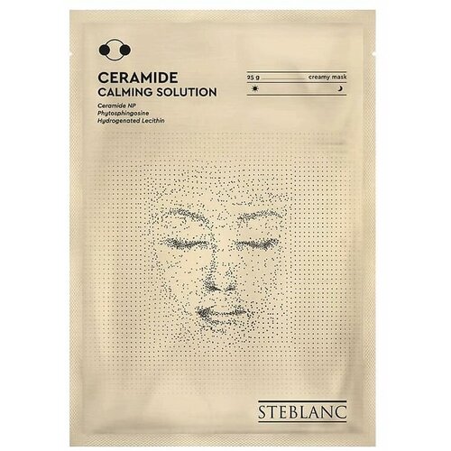 тканевая крем маска для лица успокаивающая с церамидами ceramide calming solution 25г Steblanc Тканевая крем маска для лица успокаивающая с церамидами 25г